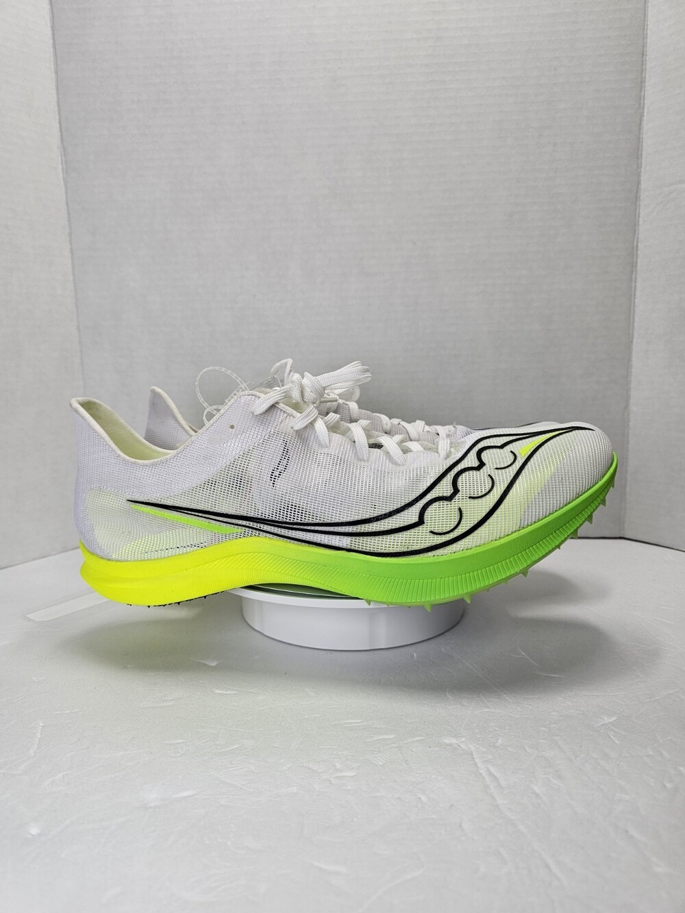 Saucony Endorphin Cheetah Track Spikes Men’s 12 White Slime Racing S29095-01